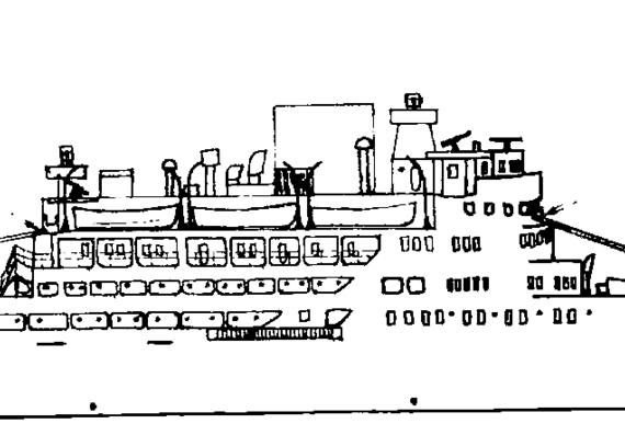 Крейсер IJN Aikoku Maru 1940 (Armed Merchant Cruiser) - чертежи, габариты, рисунки