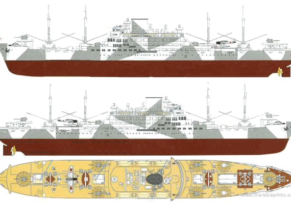 Корабль IJN Aikokumaru (Auxillary Cruiser) (1942) - чертежи, габариты, рисунки