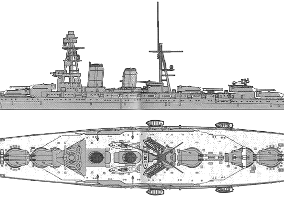 Корабль IJN Akagi (Battlecruiser) - чертежи, габариты, рисунки