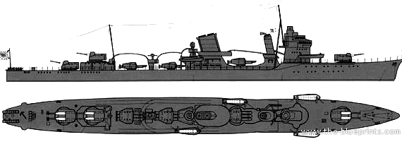Боевой корабль IJN Akatsuki (Destroyer) - чертежи, габариты, рисунки