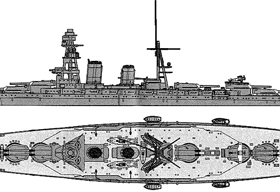 Корабль IJN Amagi (Battleship) - чертежи, габариты, рисунки