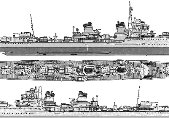 IJN Amagiri (Destroyer) - drawings, dimensions, pictures