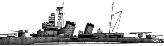 Крейсер IJN Aoba (1938) - чертежи, габариты, рисунки
