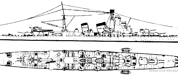 Корабль IJN Aoba (Heavy Cruier) - чертежи, габариты, рисунки