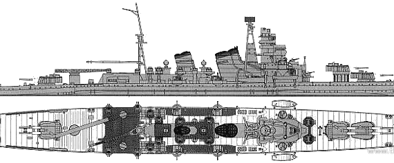 Cruiser IJN Aoba (Heavy Cruiser) - drawings, dimensions, figures