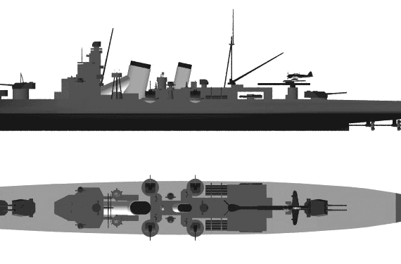 IJN Aoba (Heavy Cruiser) (1940) - drawings, dimensions, pictures