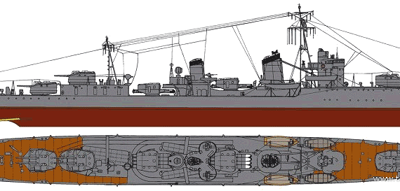 Корабль IJN Arare (Destroyer) - чертежи, габариты, рисунки