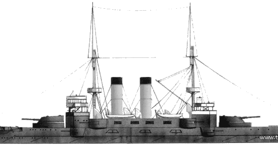 Боевой корабль IJN Asahi (Battleship) (1900) - чертежи, габариты, рисунки