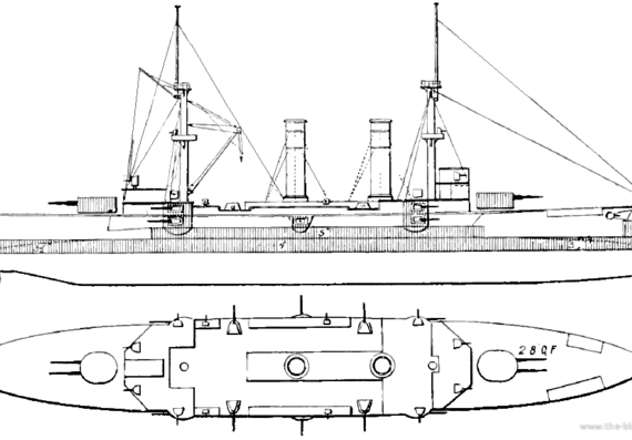 Крейсер IJN Asama 1900 (Armored Cruiser) - чертежи, габариты, рисунки