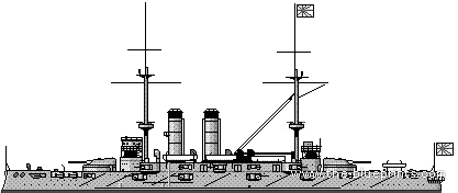 Боевой корабль IJN Asashi (Battleship) - чертежи, габариты, рисунки