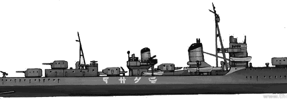 Эсминец IJN Asashio (Destroyer) (1941) - чертежи, габариты, рисунки