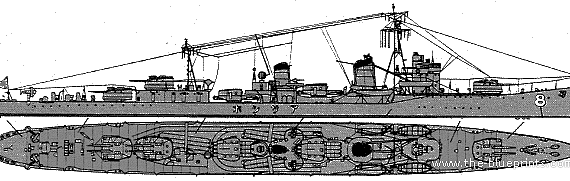 Эсминец IJN Ashashio (Destroyer) (1941) - чертежи, габариты, рисунки