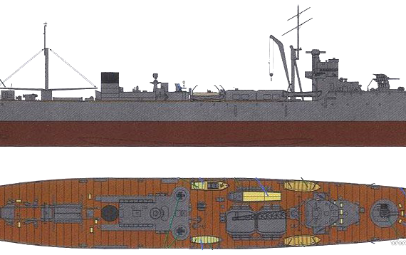 Корабль IJN Ashizuri Tanker - чертежи, габариты, рисунки