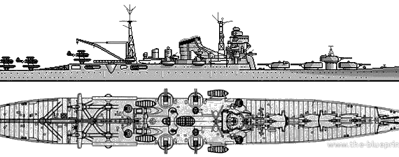 Крейсер IJN Chikuma - чертежи, габариты, рисунки