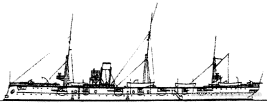 Боевой корабль IJN Chiyoda (Cruiser) (1894) - чертежи, габариты, рисунки