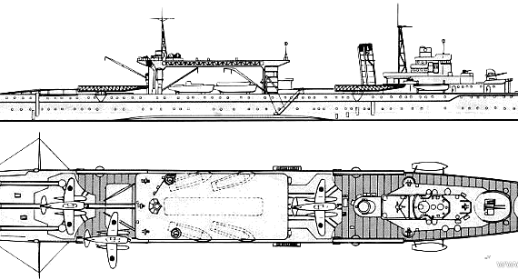 Корабль IJN Chiyoda (Seaplane-Midget Submarine Carrierl) - чертежи, габариты, рисунки