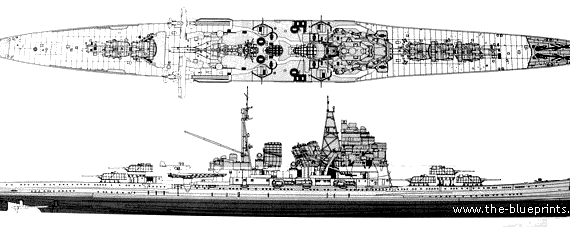 Cruiser IJN Chokai (Heavy Cruiser) (1942) - drawings, dimensions, pictures