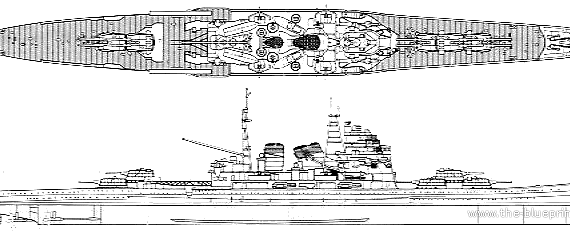 Крейсер IJN Choukai (Heavy Cruiser) (1942) - чертежи, габариты, рисунки