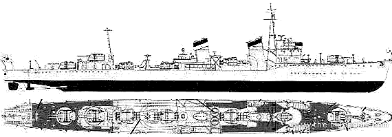 Эсминец IJN Fubuki (Destroyer) - чертежи, габариты, рисунки