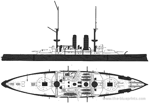 Боевой корабль IJN Fuji - чертежи, габариты, рисунки