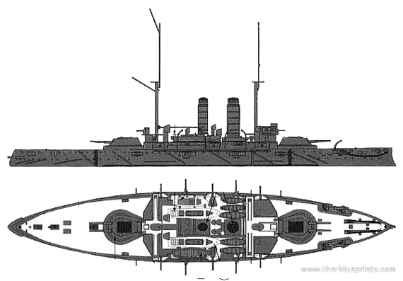 Боевой корабль IJN Fuji (Battleship) - чертежи, габариты, рисунки