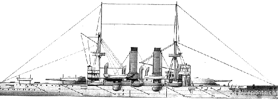 Корабль IJN Fuji (Battleship) (1905) - чертежи, габариты, рисунки