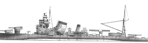 Крейсер IJN Furutaka (1936) - чертежи, габариты, рисунки