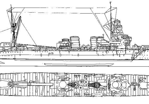 Корабль IJN Furutaka (Heavy Cruiser) (1926) - чертежи, габариты, рисунки