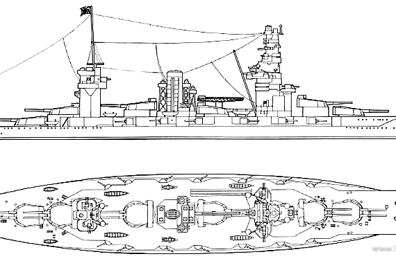 Боевой корабль IJN Fuso - чертежи, габариты, рисунки
