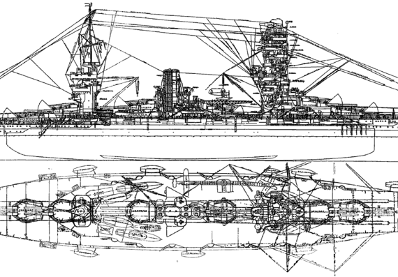 Боевой корабль IJN Fuso 1924 (Battleship) - чертежи, габариты, рисунки