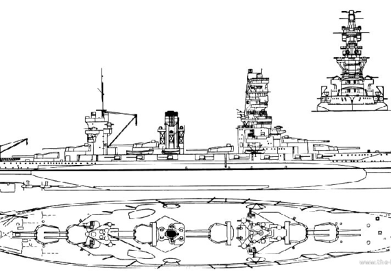 Боевой корабль IJN Fuso (1940) - чертежи, габариты, рисунки