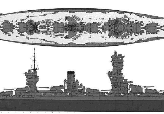 Корабль IJN Fuso (Battleship) - чертежи, габариты, рисунки