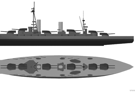 Боевой корабль IJN Fuso (Battleship) (1916) - чертежи, габариты, рисунки