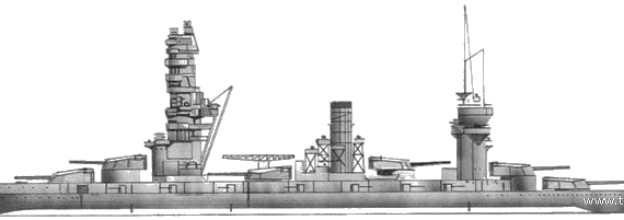 Боевой корабль IJN Fuso (Battleship) (1930) - чертежи, габариты, рисунки