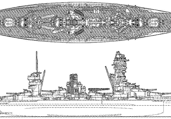 Корабль IJN Fuso (Battleship) (1938) - чертежи, габариты, рисунки