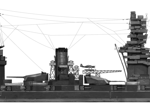 Боевой корабль IJN Fuso (Battleship) (1941) - чертежи, габариты, рисунки