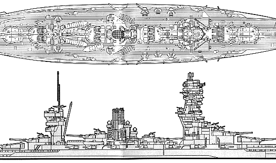 Корабль IJN Fuso (Battleship) (1942) - чертежи, габариты, рисунки