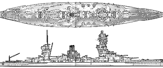 Боевой корабль IJN Fuso (Battleship) (1944) - чертежи, габариты, рисунки