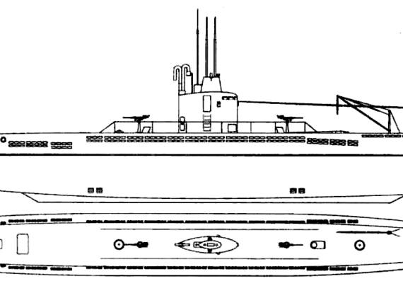 Подводная лодка IJN Ha-201 (Submarine) - чертежи, габариты, рисунки