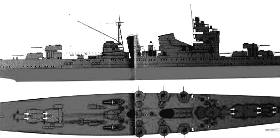 IJN Haguru (Myoko Class Heavy Cruiser) warship (1930) - drawings, dimensions, pictures
