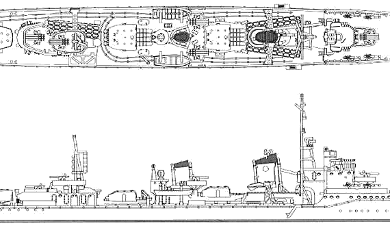Корабль IJN Hamakaze (Destroyer) - чертежи, габариты, рисунки