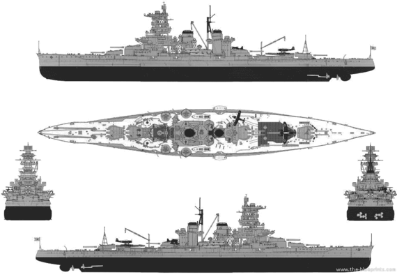 IJN Haruna (Battleship) - drawings, dimensions, figures