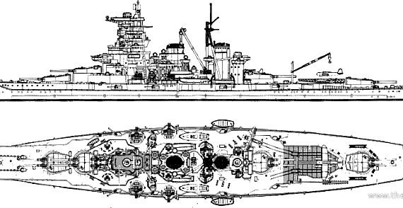 Корабль IJN Haruna (Battleship) (1944) - чертежи, габариты, рисунки