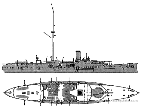 Крейсер IJN Hashidate (Protected Cruiser) (1890) - чертежи, габариты, рисунки