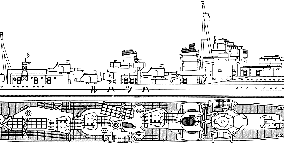 Корабль IJN Hatsuharu (Destroyer) (1933) - чертежи, габариты, рисунки