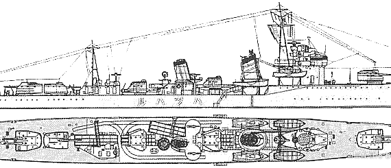 Эсминец IJN Hatsuharu (Destroyer) (1936) - чертежи, габариты, рисунки
