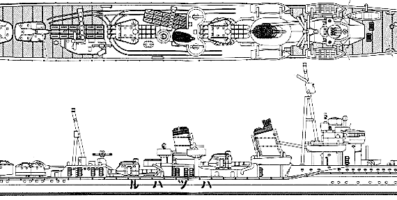 Корабль IJN Hatsuharu (Destroyer) (1941) - чертежи, габариты, рисунки