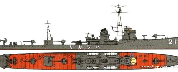 Корабль IJN Hatsukari (Torpedo Boat) (1935) - чертежи, габариты, рисунки