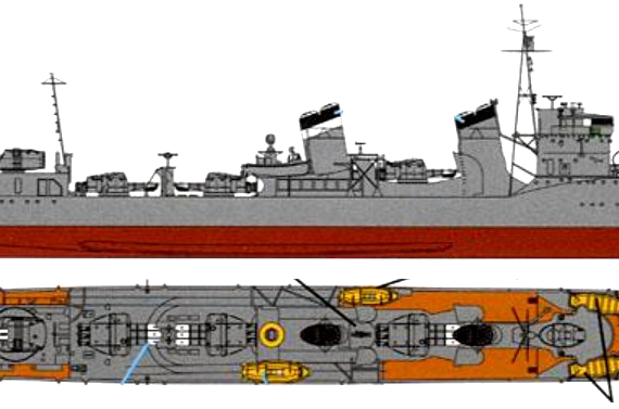Эсминец IJN Hatsuyuki 1941 (Destroyer) - чертежи, габариты, рисунки