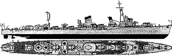 Эсминец IJN Hibiki (Destroyer) (1945) - чертежи, габариты, рисунки